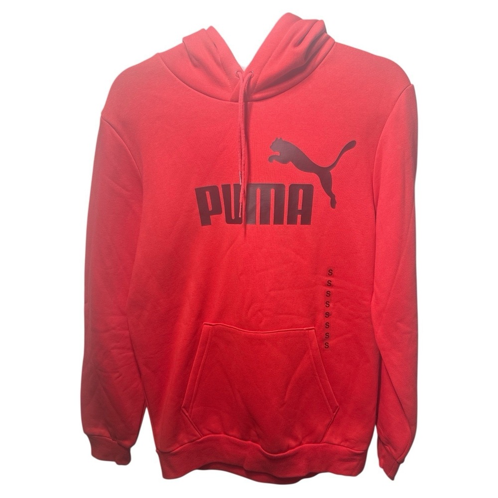 PUMA Mens Hoodies Big Logo Pullover Hoodie Sweatshirt Tops NWT Small Size Red